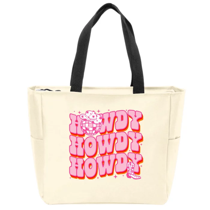 Howdy Southern Western Country Rodeo Pink Cowgirl Zip Tote Bag