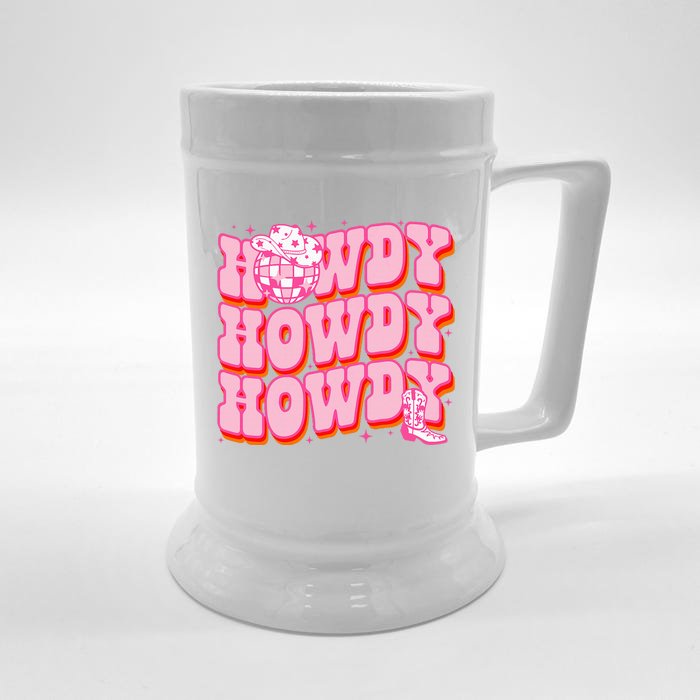 Howdy Southern Western Country Rodeo Pink Cowgirl Front & Back Beer Stein