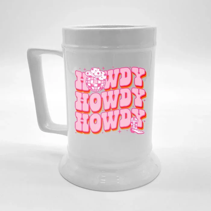 Howdy Southern Western Country Rodeo Pink Cowgirl Front & Back Beer Stein