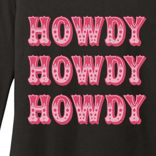 Howdy Southern Western Girl Country Rodeo Pink Cowgirl Womens CVC Long Sleeve Shirt