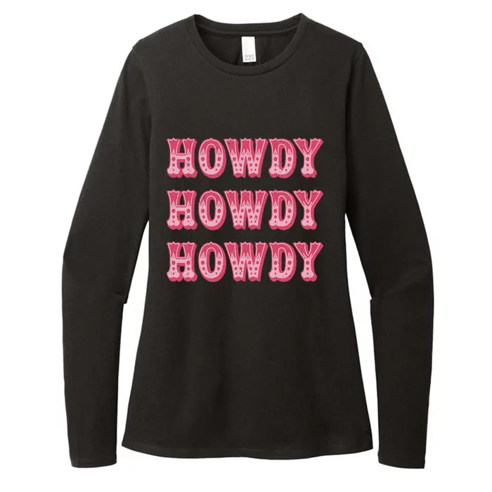 Howdy Southern Western Girl Country Rodeo Pink Cowgirl Womens CVC Long Sleeve Shirt