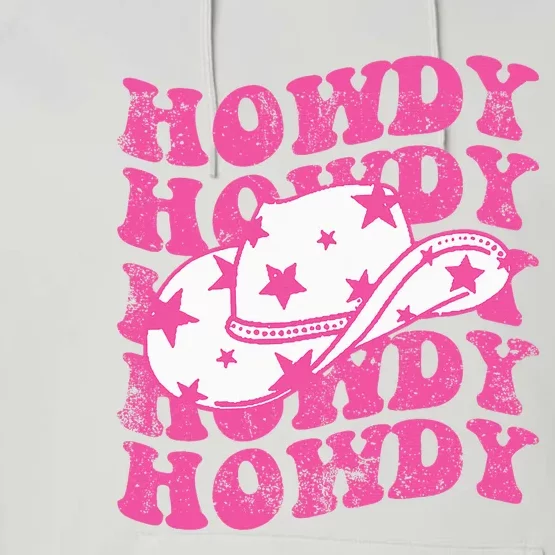 Howdy Southern Western Country Rodeo Pink Cowgirl Retro Performance Fleece Hoodie