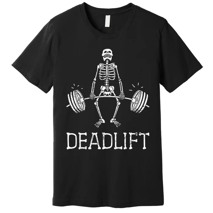 Halloween Skeleton Weight Lifting Workout Premium T-Shirt