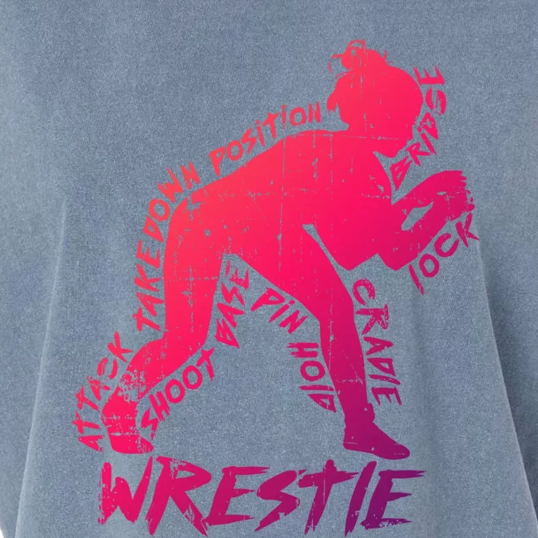 High School Wrestling Mom Dad Gift Wrestling Gift Garment-Dyed Women's Muscle Tee