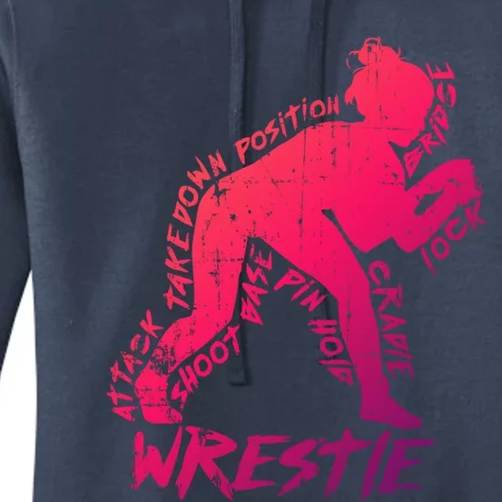 High School Wrestling Mom Dad Gift Wrestling Gift Women's Pullover Hoodie