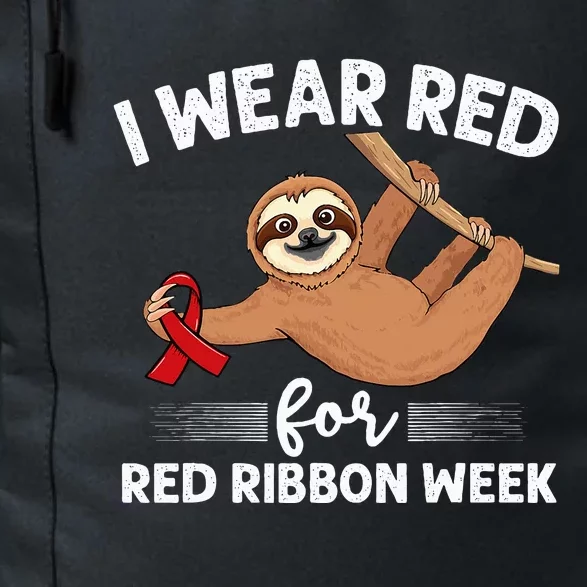 Hanging sloth We Wear Red For Red Ribbon Week Awareness Daily Commute Backpack