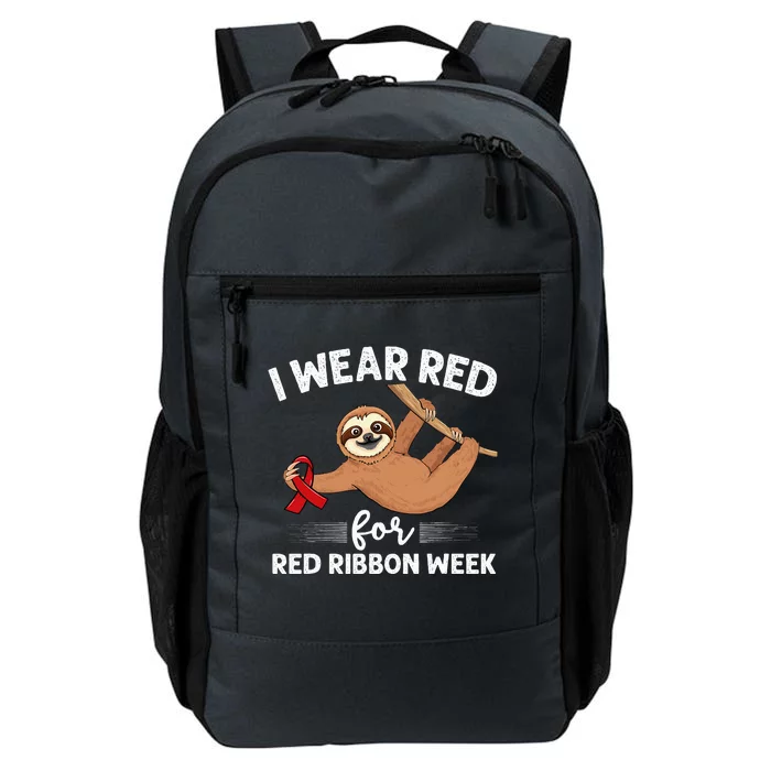 Hanging sloth We Wear Red For Red Ribbon Week Awareness Daily Commute Backpack