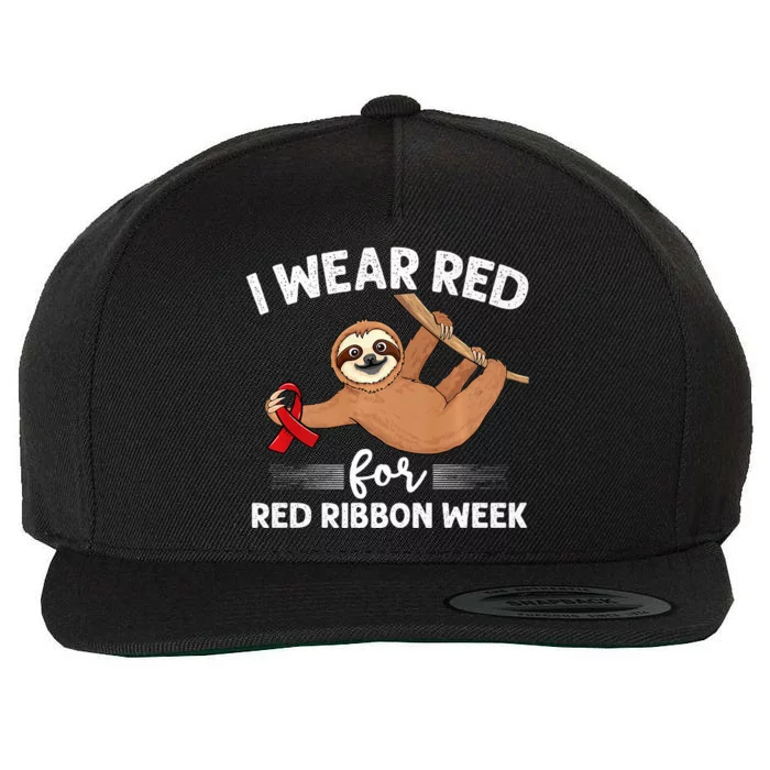 Hanging sloth We Wear Red For Red Ribbon Week Awareness Wool Snapback Cap