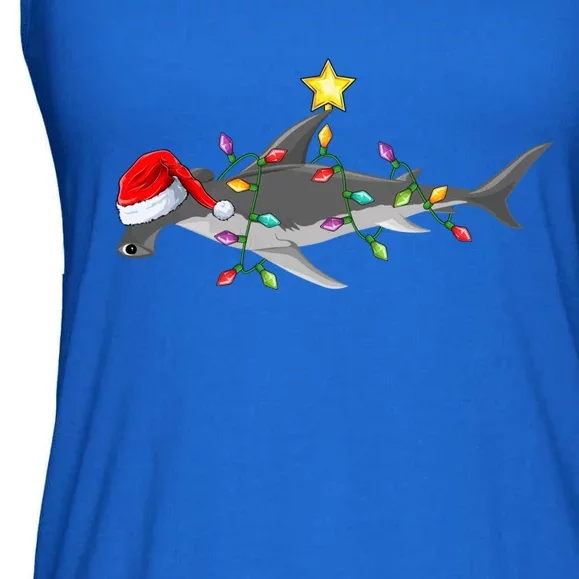 Hammerhead Shark Xmas Tree Lighting Santa Shark Christmas Gift Ladies Essential Flowy Tank