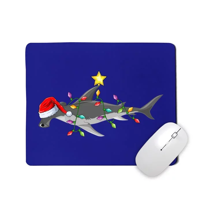 Hammerhead Shark Xmas Tree Lighting Santa Shark Christmas Gift Mousepad