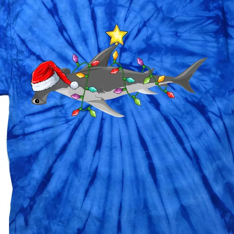 Hammerhead Shark Xmas Tree Lighting Santa Shark Christmas Gift Tie-Dye T-Shirt