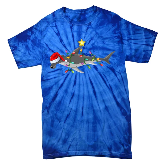 Hammerhead Shark Xmas Tree Lighting Santa Shark Christmas Gift Tie-Dye T-Shirt