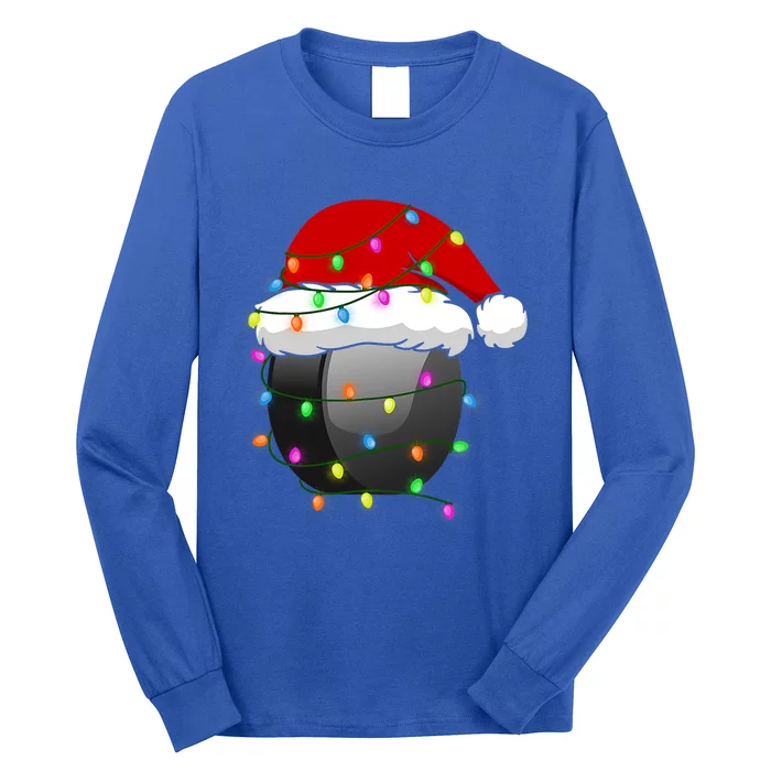 Hockey Sport Xmas Santa Hat Christmas Holidays Great Gift Long Sleeve Shirt