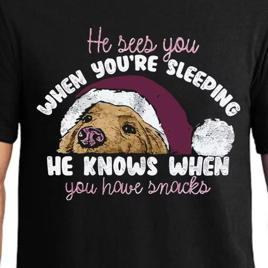 He Sees You When Youre Sleeping He Knows When You House Snacks Pajama Set