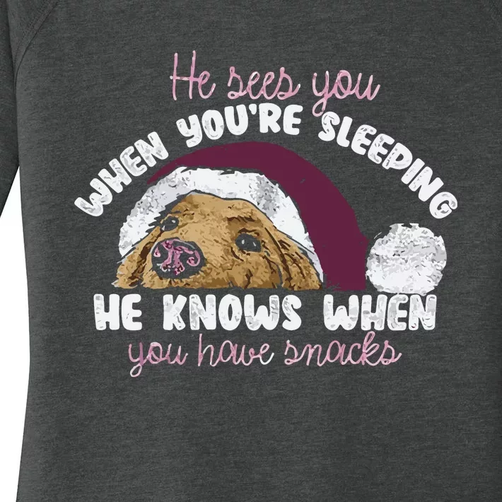 He Sees You When Youre Sleeping He Knows When You House Snacks Women's Perfect Tri Tunic Long Sleeve Shirt