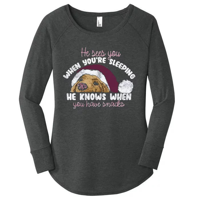 He Sees You When Youre Sleeping He Knows When You House Snacks Women's Perfect Tri Tunic Long Sleeve Shirt