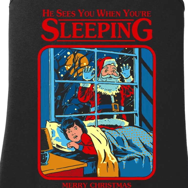 He Sees You When YouRe Sleeping Merry Christmas Ladies Essential Tank