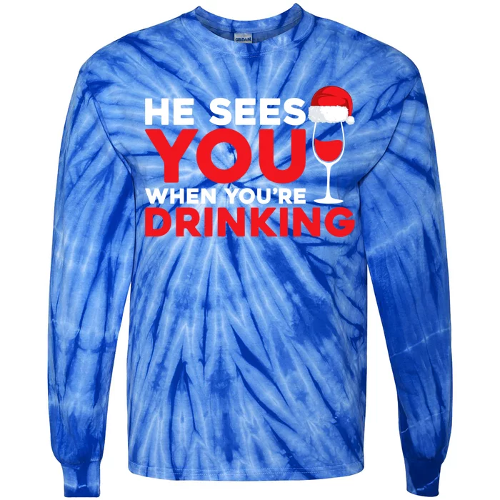 He Sees You When Your Ing Cute Gift Xmas Holidays Christmas Gift Tie-Dye Long Sleeve Shirt