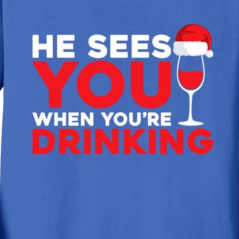 He Sees You When Your Ing Cute Gift Xmas Holidays Christmas Gift Kids Long Sleeve Shirt