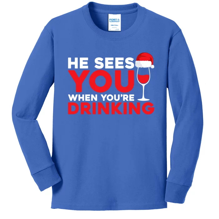 He Sees You When Your Ing Cute Gift Xmas Holidays Christmas Gift Kids Long Sleeve Shirt