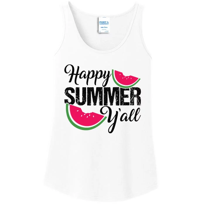 Happy Summer Yall | Summer Watermelon Ladies Essential Tank