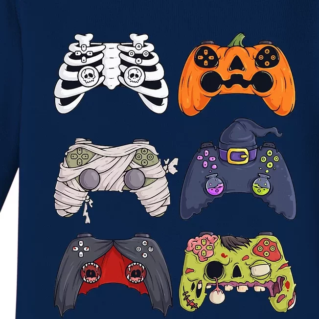 Halloween Skeleton Zombie Gaming Controllers Mummy Baby Long Sleeve Bodysuit