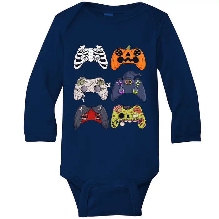 Halloween Skeleton Zombie Gaming Controllers Mummy Baby Long Sleeve Bodysuit