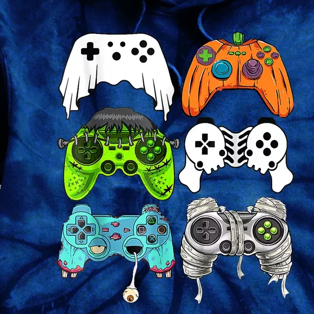 Halloween Skeleton Zombie Gaming Controllers Mummy Game Tie Dye Hoodie