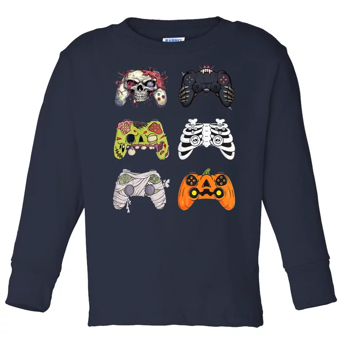 Halloween Skeleton Zombie Gaming Controllers Mummy Toddler Long Sleeve Shirt