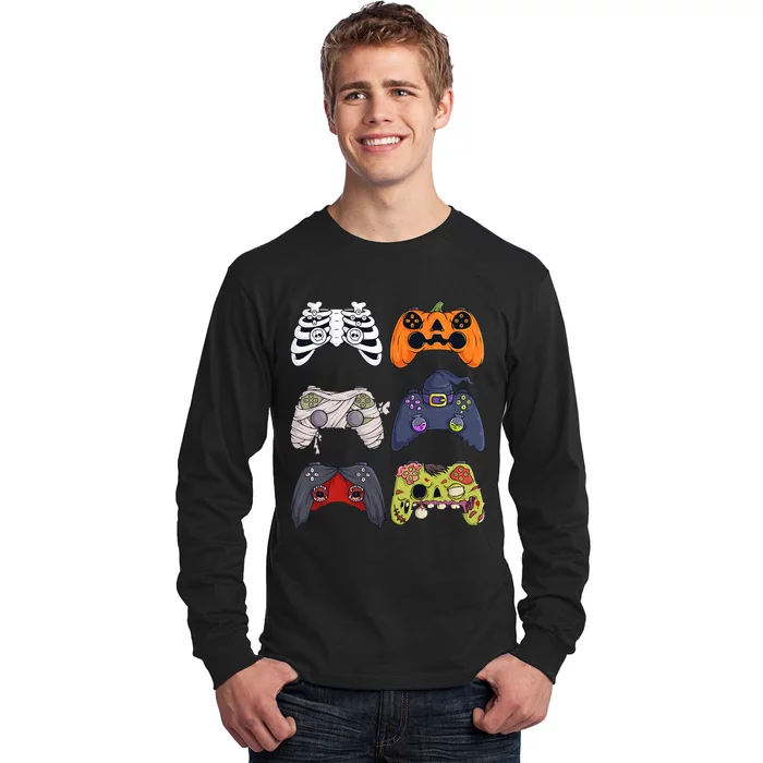 Halloween Skeleton Zombie Gaming Controllers Mummy Long Sleeve Shirt