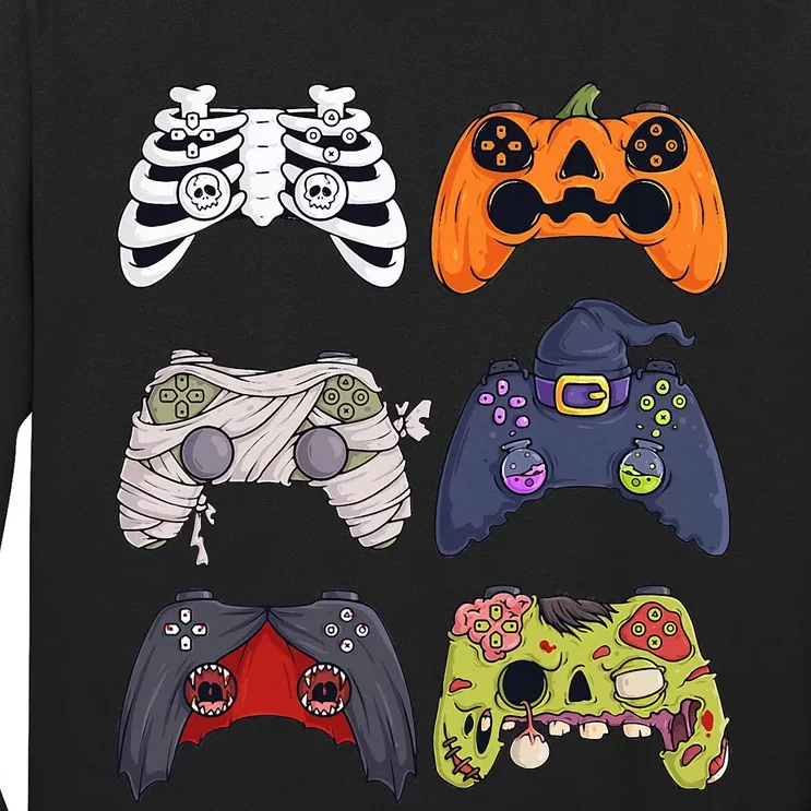 Halloween Skeleton Zombie Gaming Controllers Mummy Long Sleeve Shirt