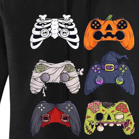 Halloween Skeleton Zombie Gaming Controllers Mummy Women's Pullover Hoodie