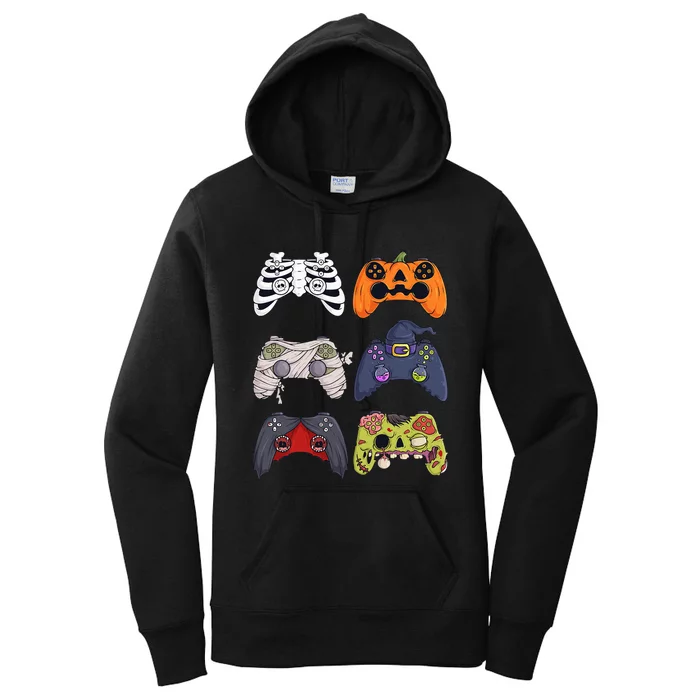 Halloween Skeleton Zombie Gaming Controllers Mummy Women's Pullover Hoodie