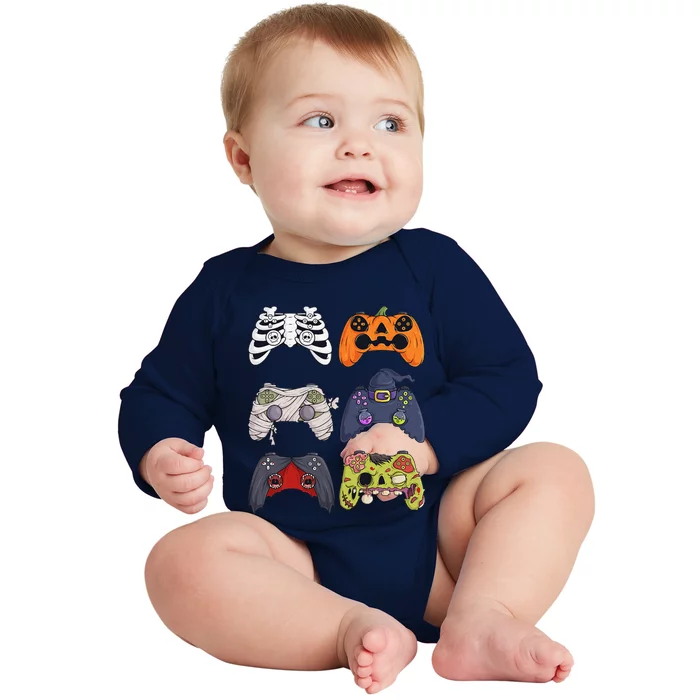 Halloween Skeleton Zombie Gaming Controllers Mummy Baby Long Sleeve Bodysuit