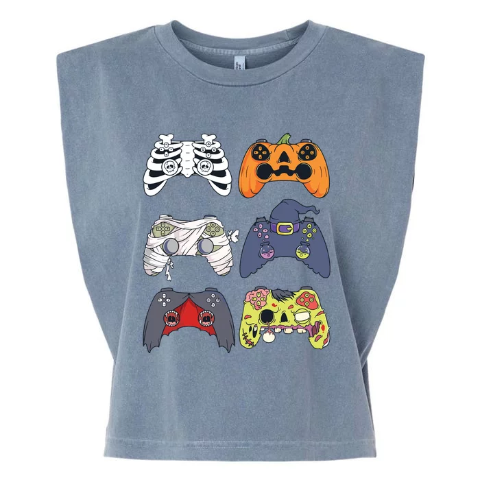 Halloween Skeleton Zombie Gaming Controllers Mummy Boy Kids 9060 Garment-Dyed Women's Muscle Tee