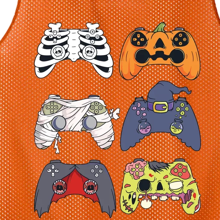 Halloween Skeleton Zombie Gaming Controllers Mummy Boy Kids 9060 Mesh Reversible Basketball Jersey Tank