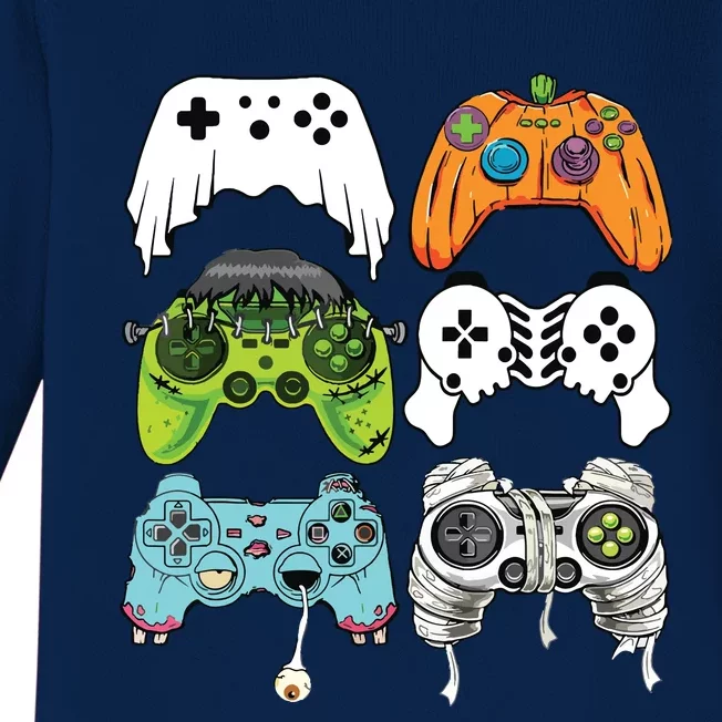 Halloween Skeleton Zombie Gaming Controllers Mummy Game Boy Baby Long Sleeve Bodysuit