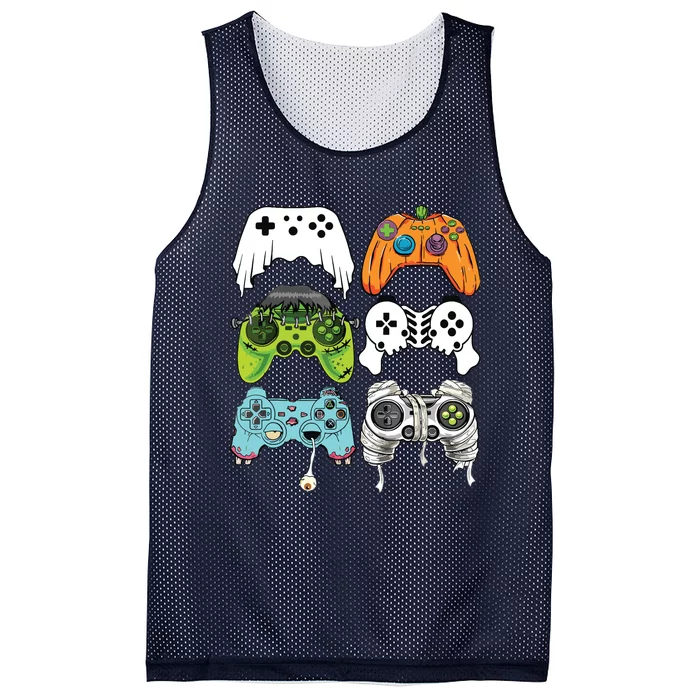 Halloween Skeleton Zombie Gaming Controllers Mummy Game Boy Mesh Reversible Basketball Jersey Tank