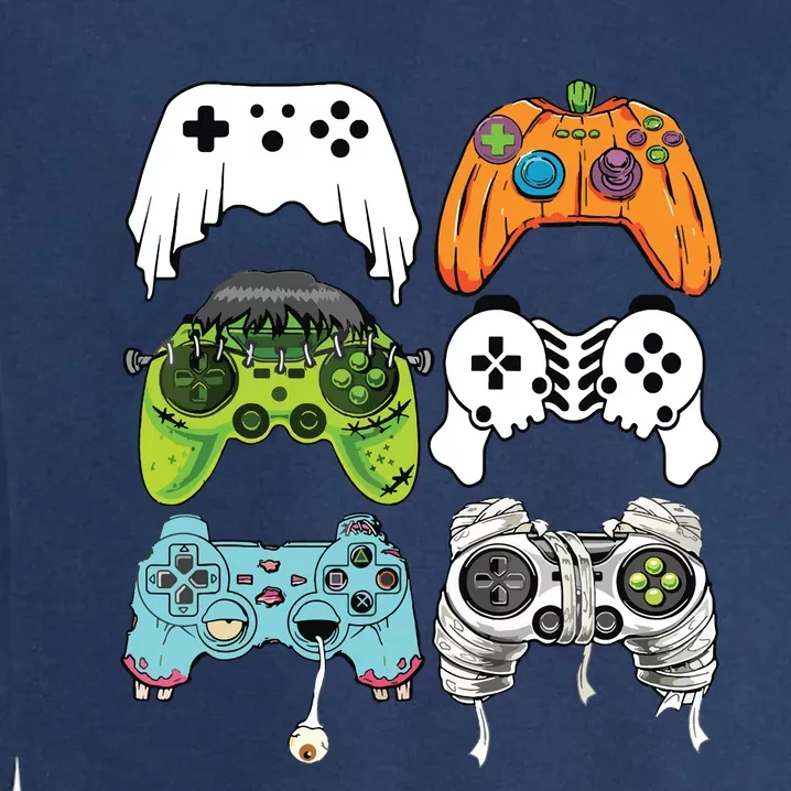 Halloween Skeleton Zombie Gaming Controllers Mummy Game Boy Garment-Dyed Sweatshirt