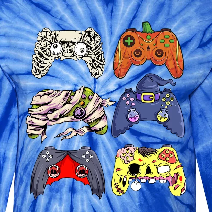 Halloween Skeleton Zombie Witch Controller Mummy Gamer Gift Tie-Dye Long Sleeve Shirt