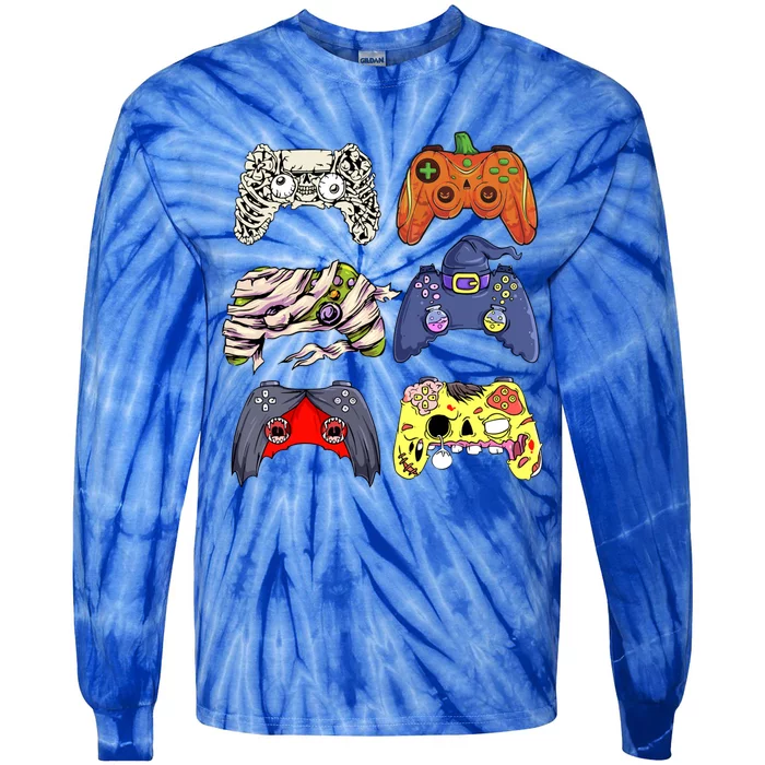 Halloween Skeleton Zombie Witch Controller Mummy Gamer Gift Tie-Dye Long Sleeve Shirt