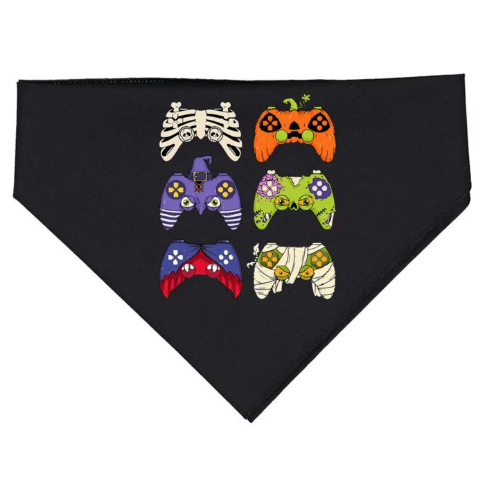 Halloween Skeleton Zombie Mummy Gaming Controllers USA-Made Doggie Bandana