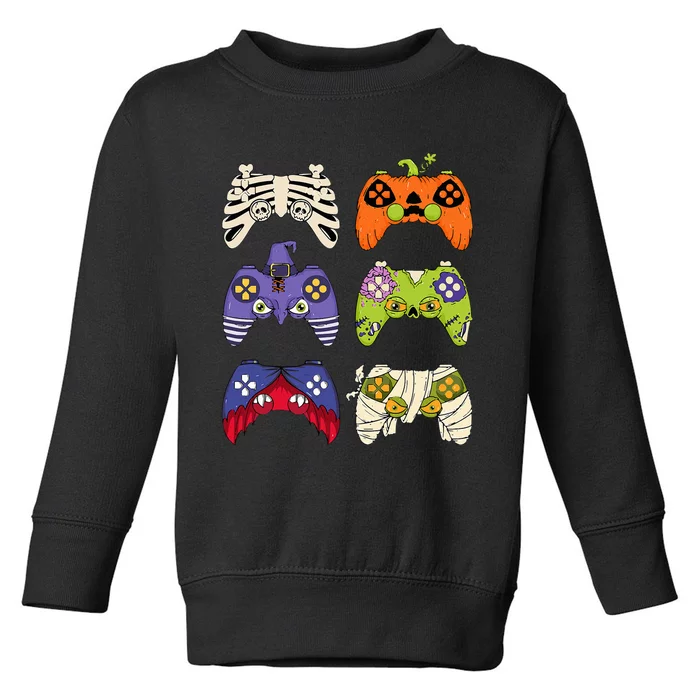 Halloween Skeleton Zombie Mummy Gaming Controllers Toddler Sweatshirt