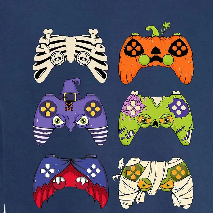 Halloween Skeleton Zombie Mummy Gaming Controllers Garment-Dyed Sweatshirt