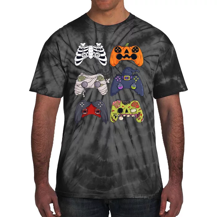 Halloween Skeleton Zombie Gaming Controllers Mummy Tie-Dye T-Shirt