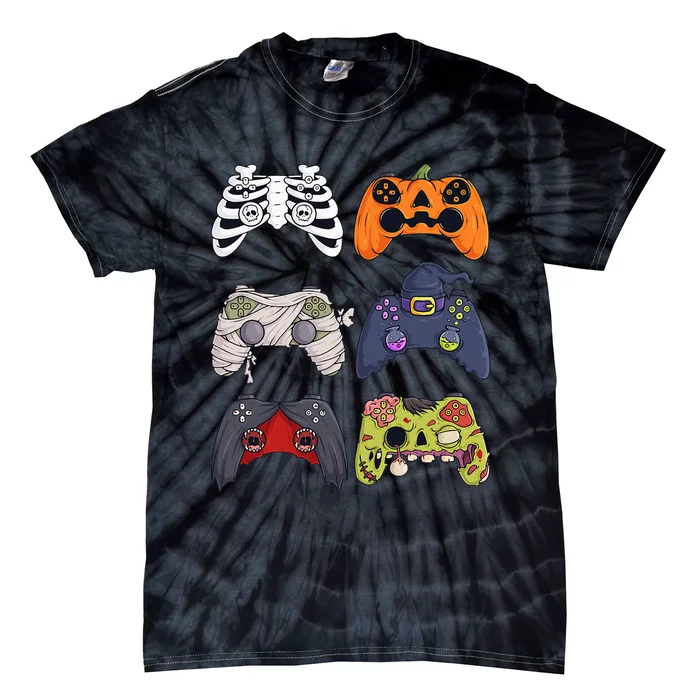 Halloween Skeleton Zombie Gaming Controllers Mummy Tie-Dye T-Shirt