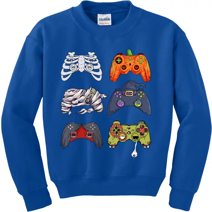 Halloween Skeleton Zombie Gaming Controllers Mummy Cute Gift Kids Sweatshirt