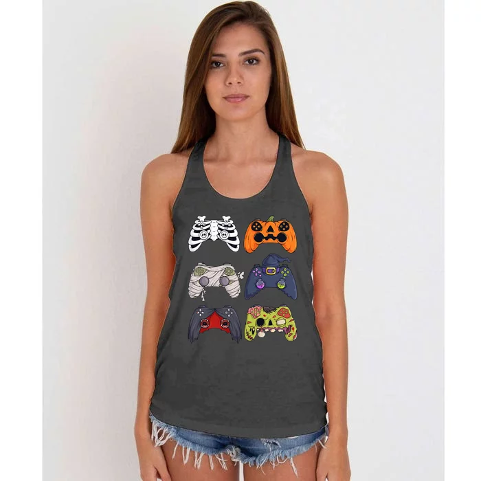 Halloween Skeleton Zombie Gaming Controllers Mummy Women's Knotted Racerback Tank