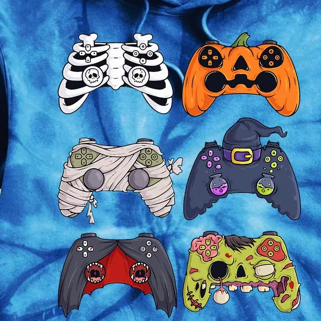 Halloween Skeleton Zombie Gaming Controllers Mummy Tie Dye Hoodie