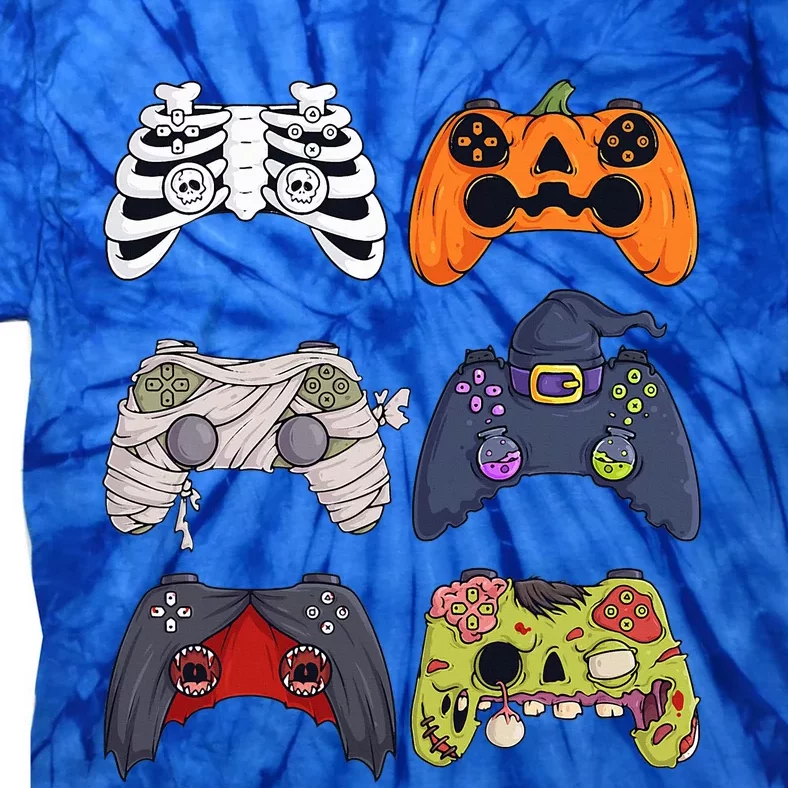 Halloween Skeleton Zombie Gaming Controllers Mummy Tie-Dye T-Shirt